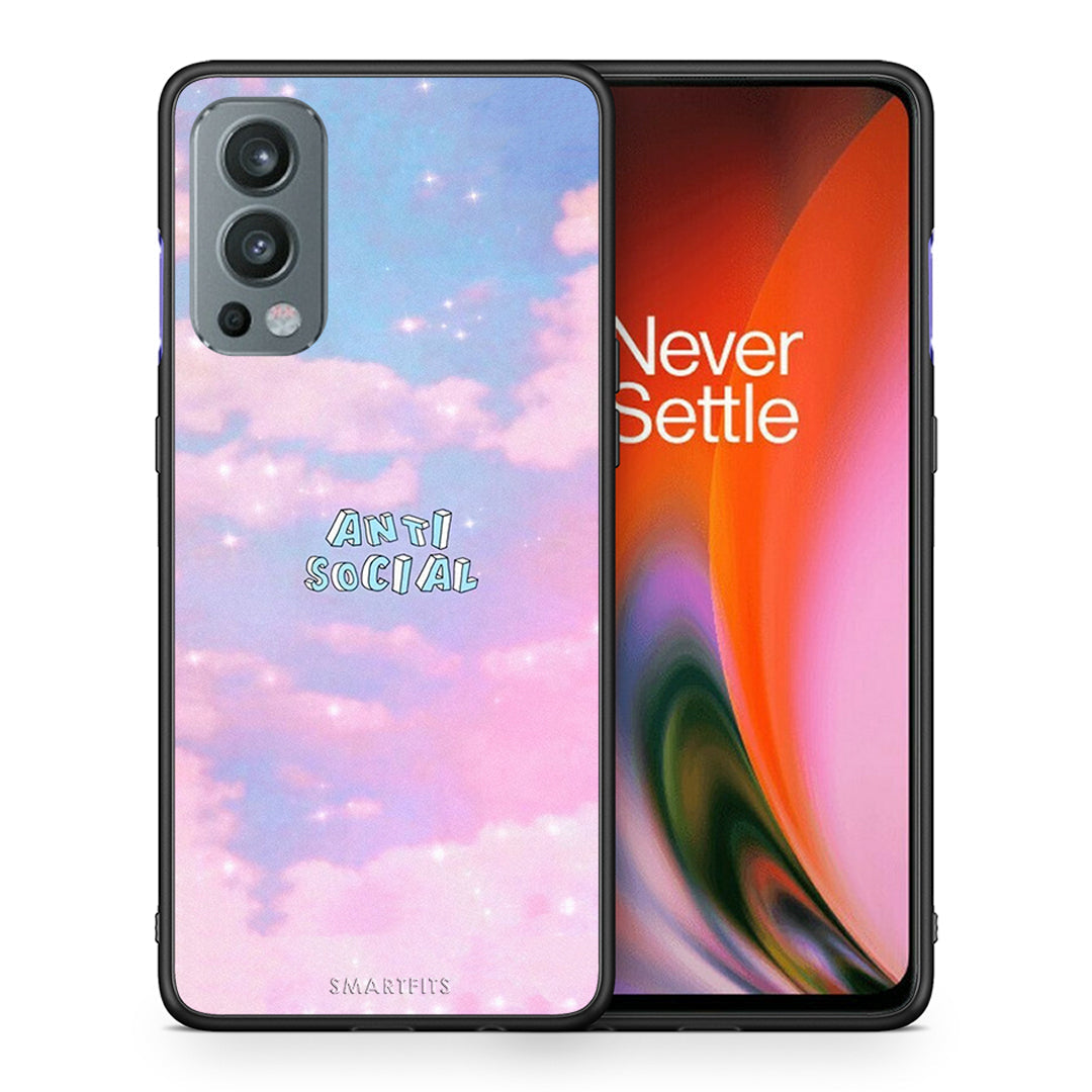 Θήκη Αγίου Βαλεντίνου OnePlus Nord 2 5G Anti Social από τη Smartfits με σχέδιο στο πίσω μέρος και μαύρο περίβλημα | OnePlus Nord 2 5G Anti Social case with colorful back and black bezels