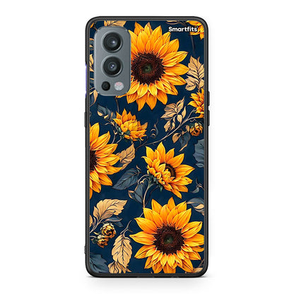 OnePlus Nord 2 5G Autumn Sunflowers Θήκη από τη Smartfits με σχέδιο στο πίσω μέρος και μαύρο περίβλημα | Smartphone case with colorful back and black bezels by Smartfits