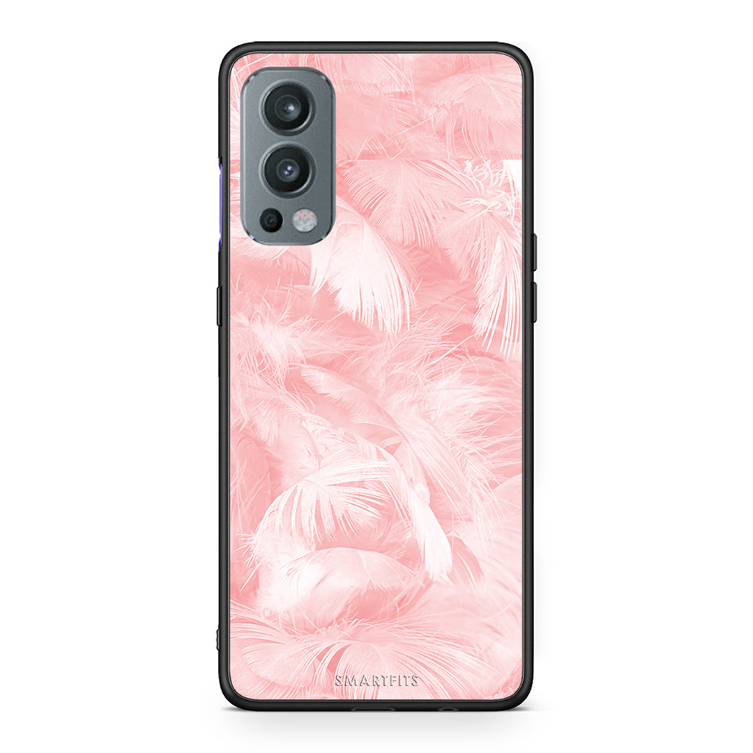33 - OnePlus Nord 2 5G Pink Feather Boho case, cover, bumper
