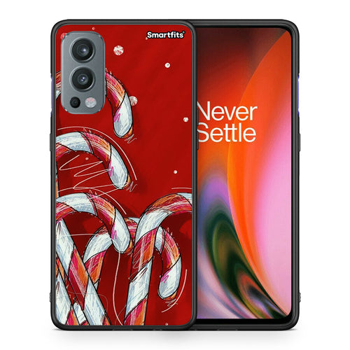 Θήκη OnePlus Nord 2 5G Candy Cane από τη Smartfits με σχέδιο στο πίσω μέρος και μαύρο περίβλημα | OnePlus Nord 2 5G Candy Cane case with colorful back and black bezels