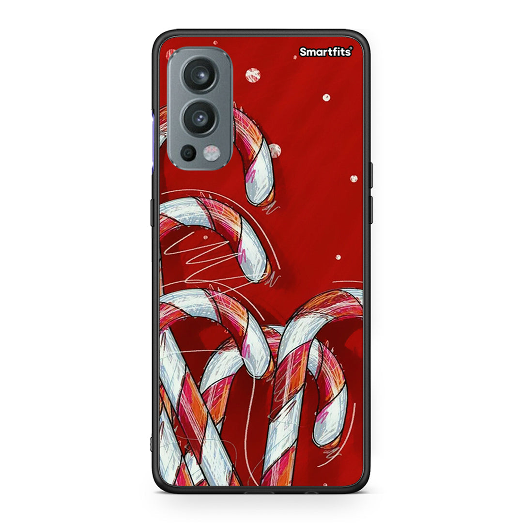 OnePlus Nord 2 5G Candy Cane θήκη από τη Smartfits με σχέδιο στο πίσω μέρος και μαύρο περίβλημα | Smartphone case with colorful back and black bezels by Smartfits