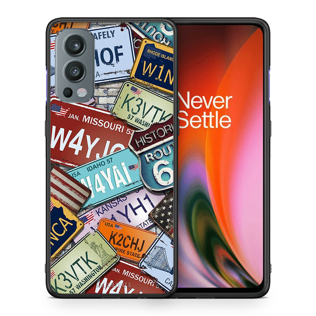Θήκη OnePlus Nord 2 5G Car Plates από τη Smartfits με σχέδιο στο πίσω μέρος και μαύρο περίβλημα | OnePlus Nord 2 5G Car Plates case with colorful back and black bezels