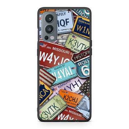 OnePlus Nord 2 5G Car Plates θήκη από τη Smartfits με σχέδιο στο πίσω μέρος και μαύρο περίβλημα | Smartphone case with colorful back and black bezels by Smartfits