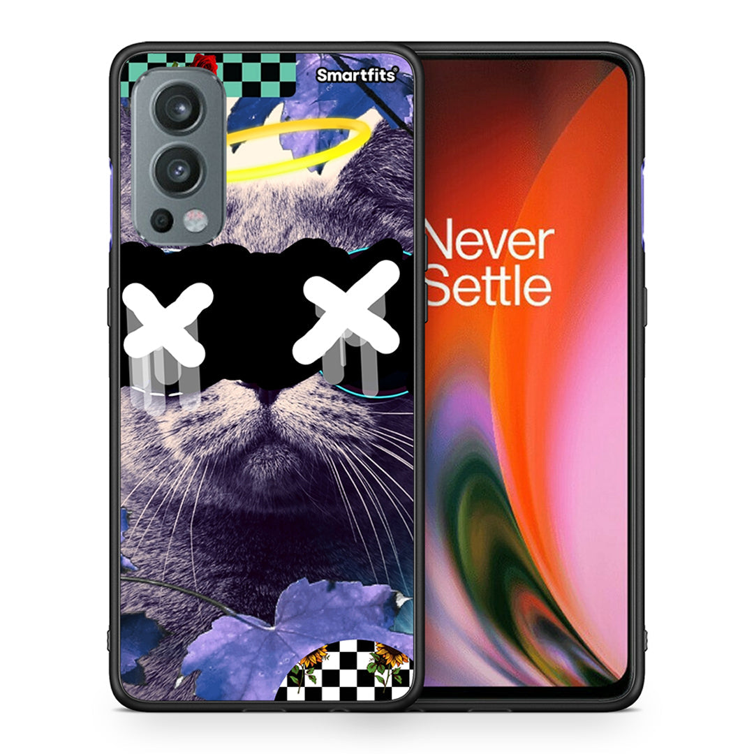 Θήκη OnePlus Nord 2 5G Cat Collage από τη Smartfits με σχέδιο στο πίσω μέρος και μαύρο περίβλημα | OnePlus Nord 2 5G Cat Collage case with colorful back and black bezels