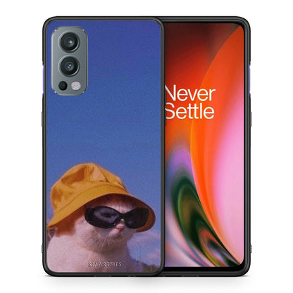 Θήκη OnePlus Nord 2 5G Cat Diva από τη Smartfits με σχέδιο στο πίσω μέρος και μαύρο περίβλημα | OnePlus Nord 2 5G Cat Diva case with colorful back and black bezels