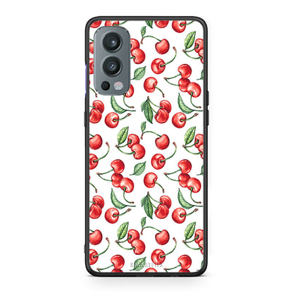 OnePlus Nord 2 5G Cherry Summer θήκη από τη Smartfits με σχέδιο στο πίσω μέρος και μαύρο περίβλημα | Smartphone case with colorful back and black bezels by Smartfits