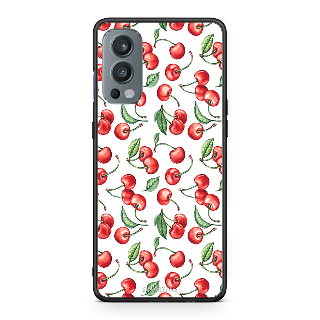 OnePlus Nord 2 5G Cherry Summer θήκη από τη Smartfits με σχέδιο στο πίσω μέρος και μαύρο περίβλημα | Smartphone case with colorful back and black bezels by Smartfits