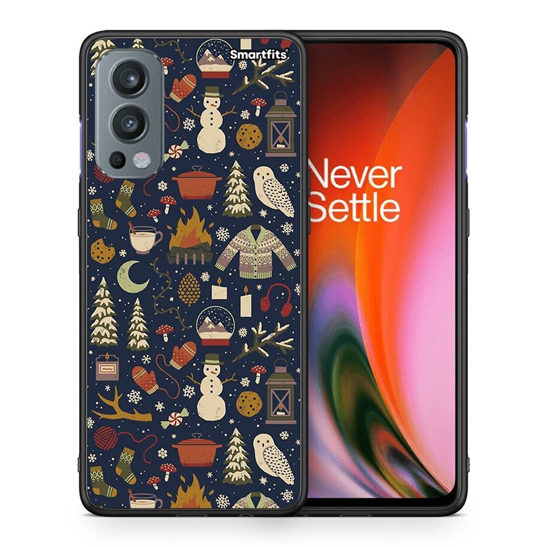 Θήκη OnePlus Nord 2 5G Christmas Elements από τη Smartfits με σχέδιο στο πίσω μέρος και μαύρο περίβλημα | OnePlus Nord 2 5G Christmas Elements case with colorful back and black bezels