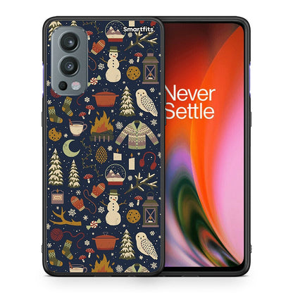Θήκη OnePlus Nord 2 5G Christmas Elements από τη Smartfits με σχέδιο στο πίσω μέρος και μαύρο περίβλημα | OnePlus Nord 2 5G Christmas Elements case with colorful back and black bezels