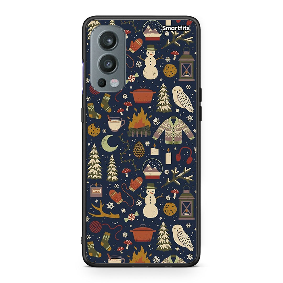 OnePlus Nord 2 5G Christmas Elements θήκη από τη Smartfits με σχέδιο στο πίσω μέρος και μαύρο περίβλημα | Smartphone case with colorful back and black bezels by Smartfits