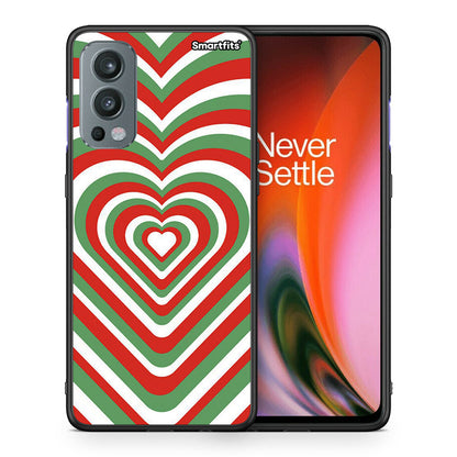 Θήκη OnePlus Nord 2 5G Christmas Hearts από τη Smartfits με σχέδιο στο πίσω μέρος και μαύρο περίβλημα | OnePlus Nord 2 5G Christmas Hearts case with colorful back and black bezels