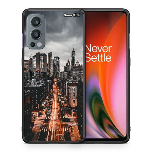 Θήκη OnePlus Nord 2 5G City Lights από τη Smartfits με σχέδιο στο πίσω μέρος και μαύρο περίβλημα | OnePlus Nord 2 5G City Lights case with colorful back and black bezels