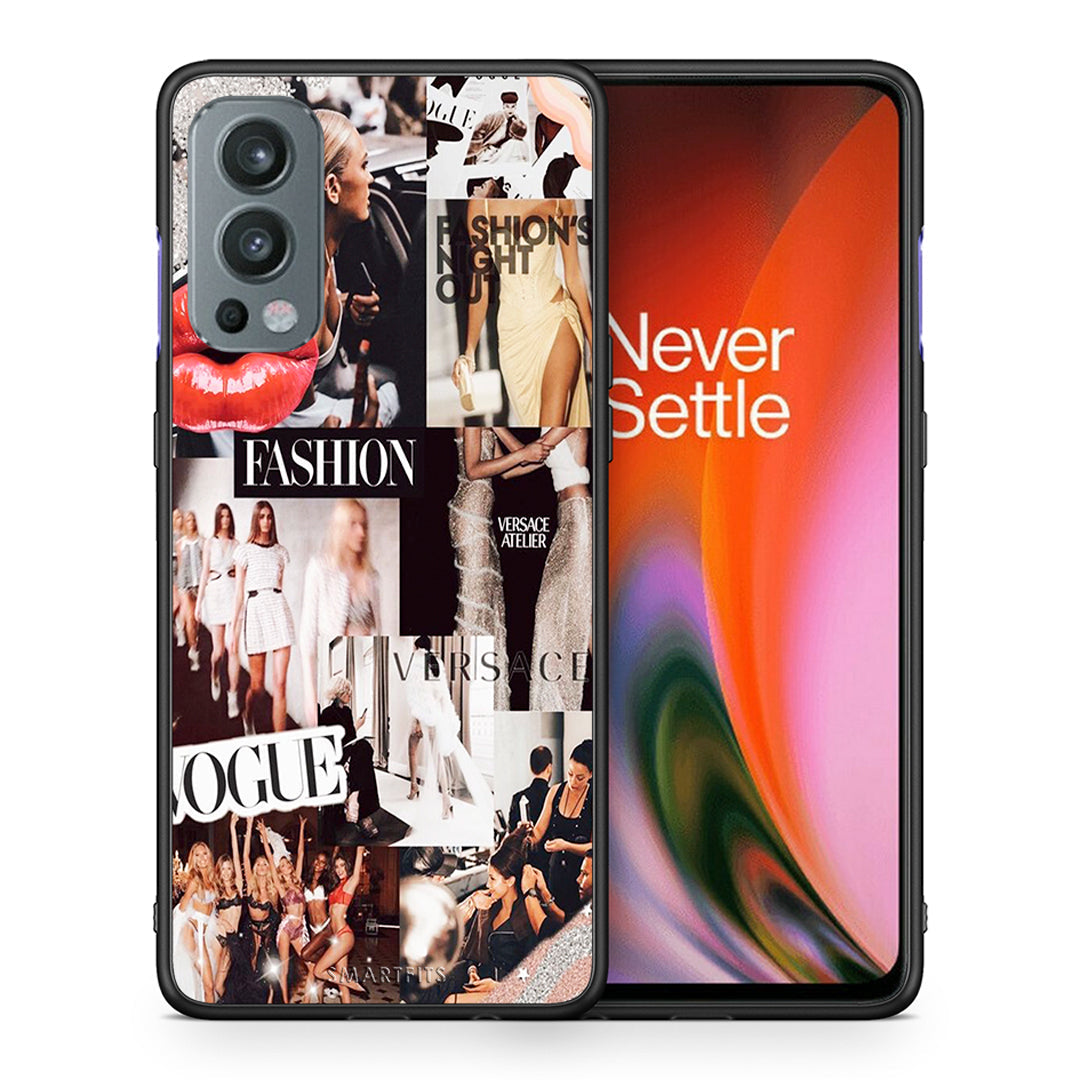 Θήκη Αγίου Βαλεντίνου OnePlus Nord 2 5G Collage Fashion από τη Smartfits με σχέδιο στο πίσω μέρος και μαύρο περίβλημα | OnePlus Nord 2 5G Collage Fashion case with colorful back and black bezels