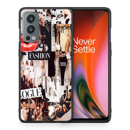Θήκη Αγίου Βαλεντίνου OnePlus Nord 2 5G Collage Fashion από τη Smartfits με σχέδιο στο πίσω μέρος και μαύρο περίβλημα | OnePlus Nord 2 5G Collage Fashion case with colorful back and black bezels