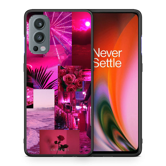 Θήκη Αγίου Βαλεντίνου OnePlus Nord 2 5G Collage Red Roses από τη Smartfits με σχέδιο στο πίσω μέρος και μαύρο περίβλημα | OnePlus Nord 2 5G Collage Red Roses case with colorful back and black bezels