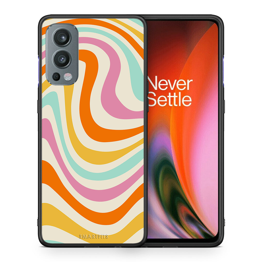 Θήκη OnePlus Nord 2 5G Colourful Waves από τη Smartfits με σχέδιο στο πίσω μέρος και μαύρο περίβλημα | OnePlus Nord 2 5G Colourful Waves case with colorful back and black bezels