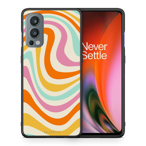 Θήκη OnePlus Nord 2 5G Colourful Waves από τη Smartfits με σχέδιο στο πίσω μέρος και μαύρο περίβλημα | OnePlus Nord 2 5G Colourful Waves case with colorful back and black bezels