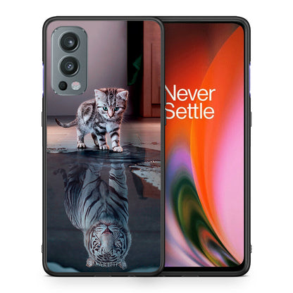 Θήκη OnePlus Nord 2 5G Tiger Cute από τη Smartfits με σχέδιο στο πίσω μέρος και μαύρο περίβλημα | OnePlus Nord 2 5G Tiger Cute case with colorful back and black bezels