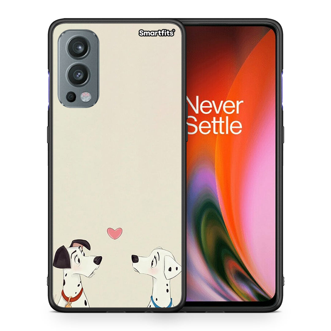 Θήκη OnePlus Nord 2 5G Dalmatians Love από τη Smartfits με σχέδιο στο πίσω μέρος και μαύρο περίβλημα | OnePlus Nord 2 5G Dalmatians Love case with colorful back and black bezels