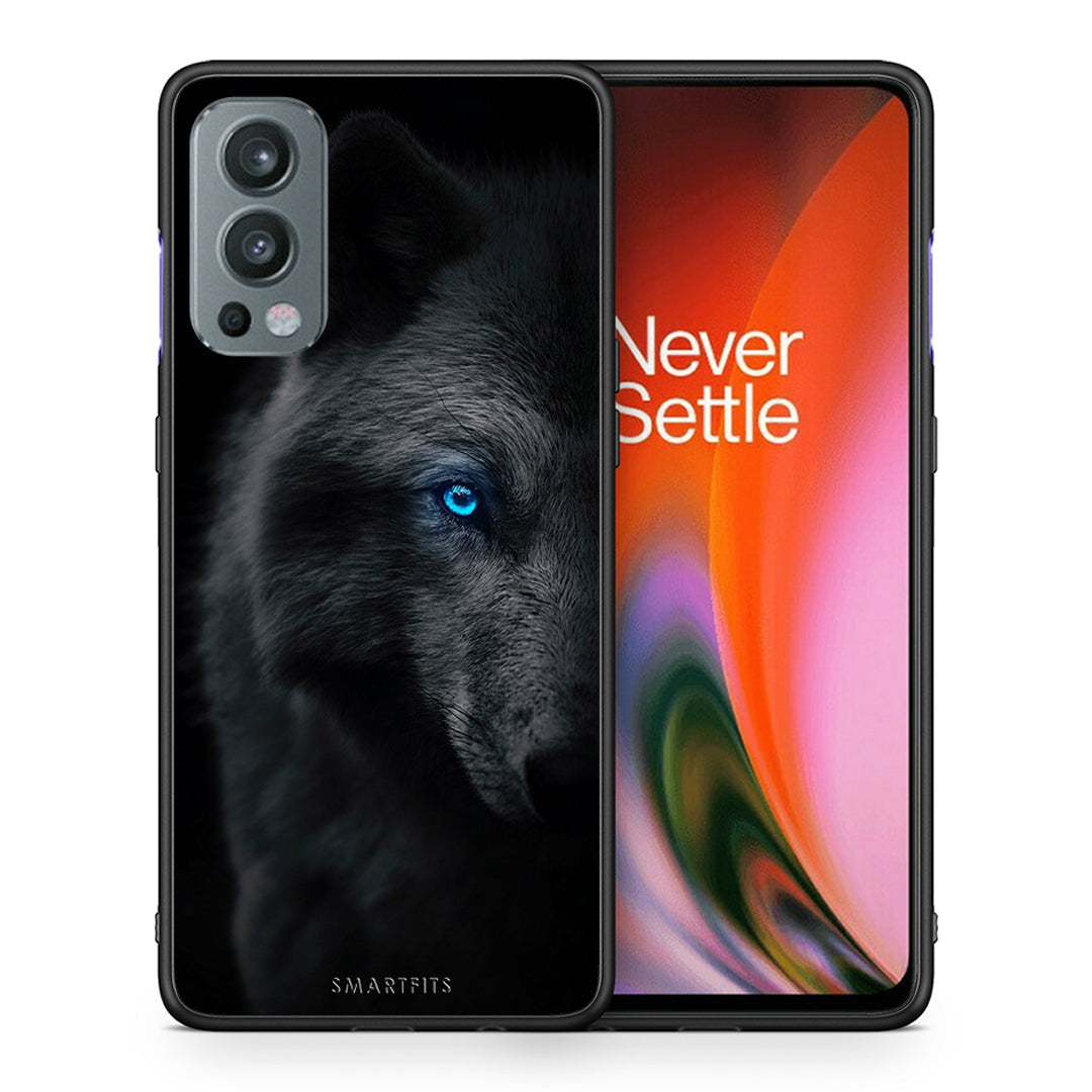 Θήκη OnePlus Nord 2 5G Dark Wolf από τη Smartfits με σχέδιο στο πίσω μέρος και μαύρο περίβλημα | OnePlus Nord 2 5G Dark Wolf case with colorful back and black bezels