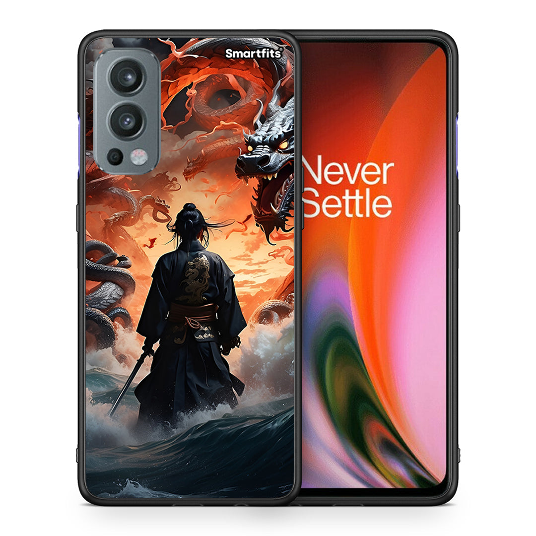 Θήκη OnePlus Nord 2 5G Dragons Fight από τη Smartfits με σχέδιο στο πίσω μέρος και μαύρο περίβλημα | OnePlus Nord 2 5G Dragons Fight case with colorful back and black bezels