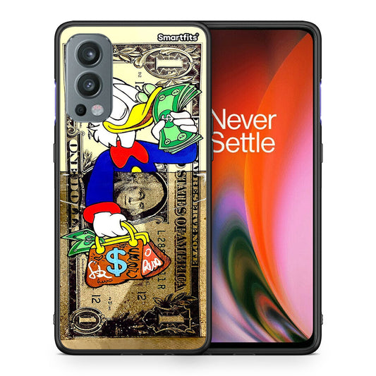 Θήκη OnePlus Nord 2 5G Duck Money από τη Smartfits με σχέδιο στο πίσω μέρος και μαύρο περίβλημα | OnePlus Nord 2 5G Duck Money case with colorful back and black bezels