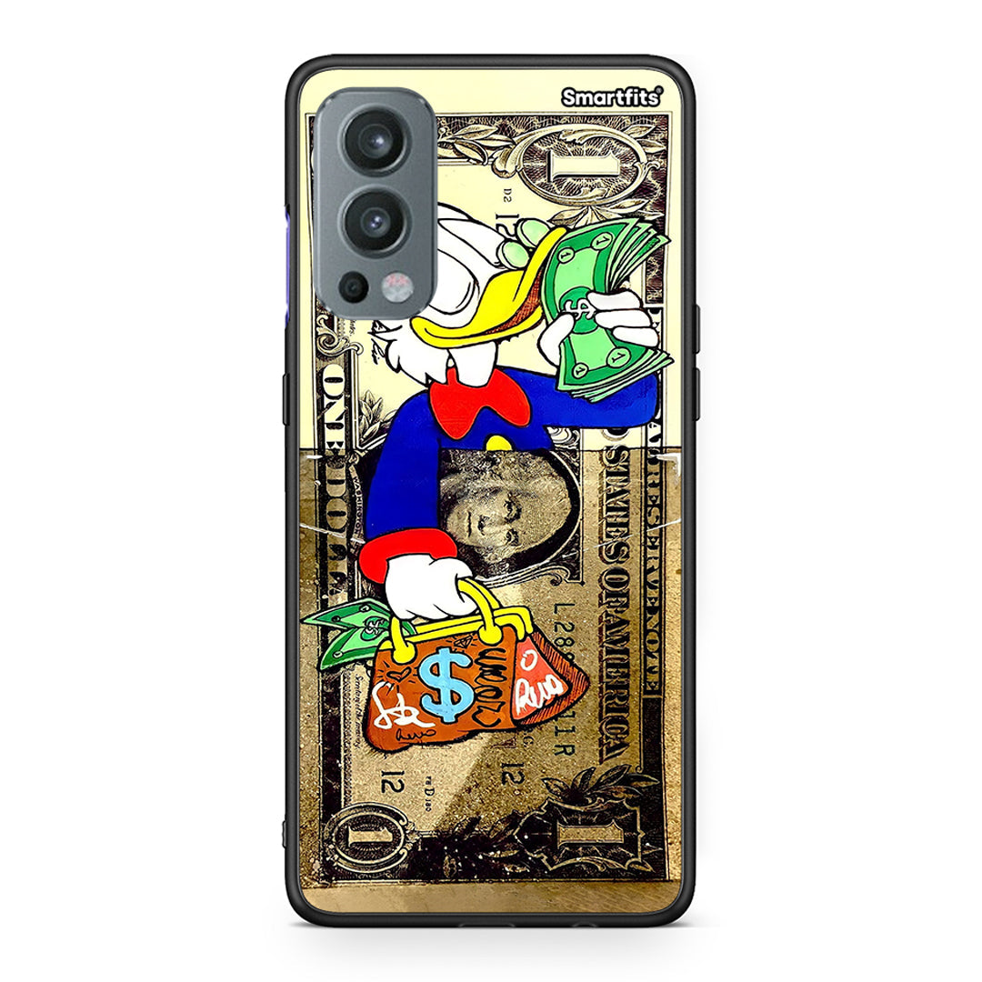 OnePlus Nord 2 5G Duck Money Θήκη από τη Smartfits με σχέδιο στο πίσω μέρος και μαύρο περίβλημα | Smartphone case with colorful back and black bezels by Smartfits