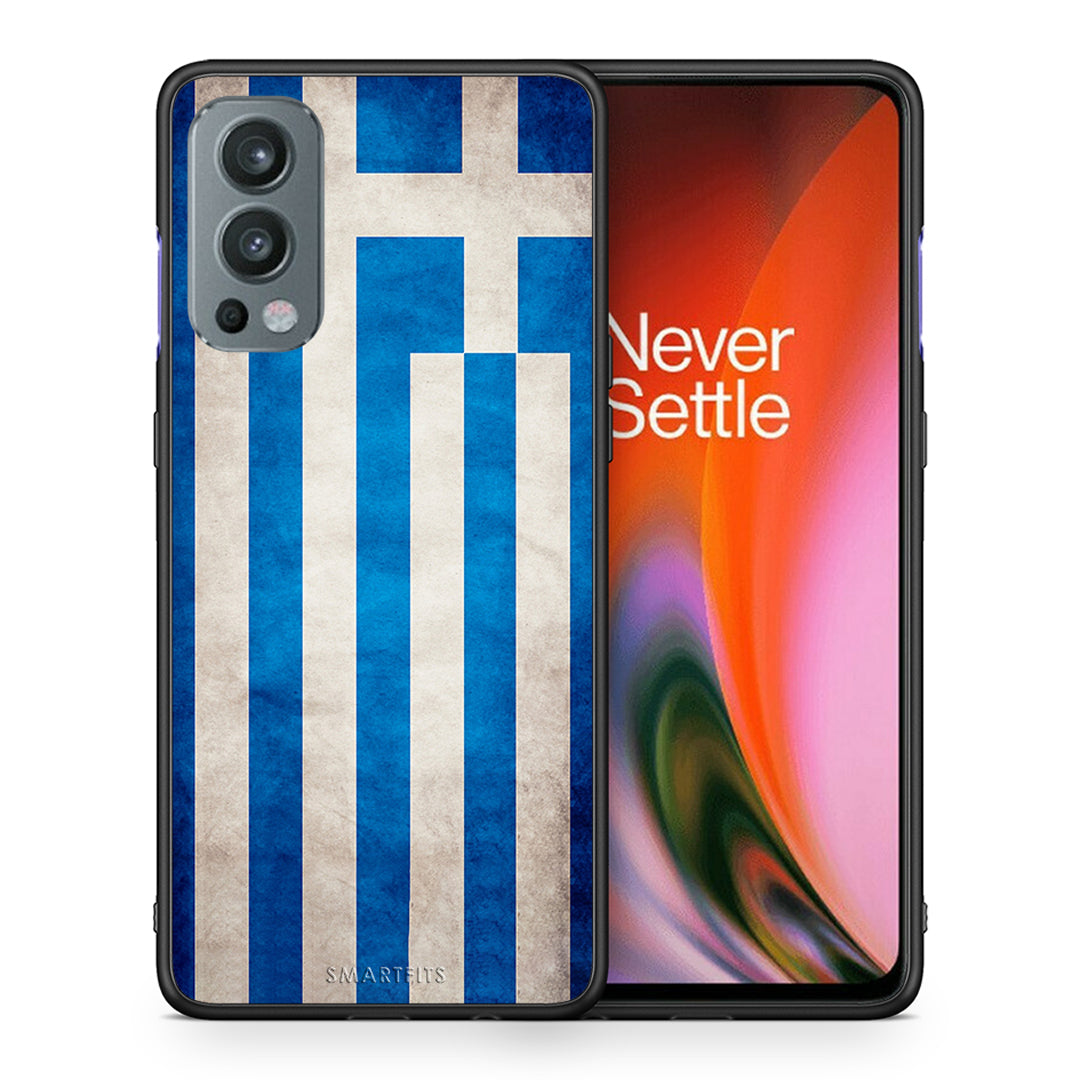 Θήκη OnePlus Nord 2 5G Greek Flag από τη Smartfits με σχέδιο στο πίσω μέρος και μαύρο περίβλημα | OnePlus Nord 2 5G Greek Flag case with colorful back and black bezels