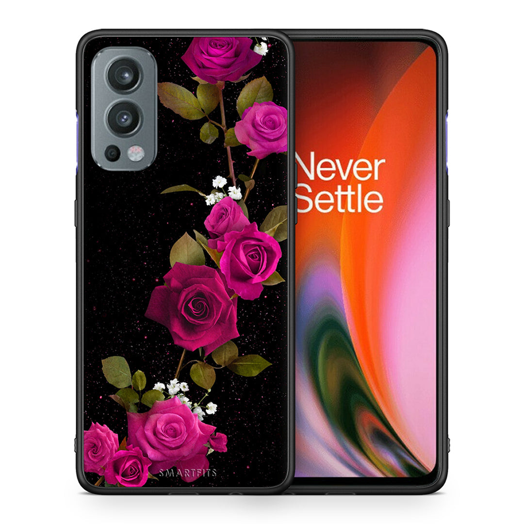 Θήκη OnePlus Nord 2 5G Red Roses Flower από τη Smartfits με σχέδιο στο πίσω μέρος και μαύρο περίβλημα | OnePlus Nord 2 5G Red Roses Flower case with colorful back and black bezels