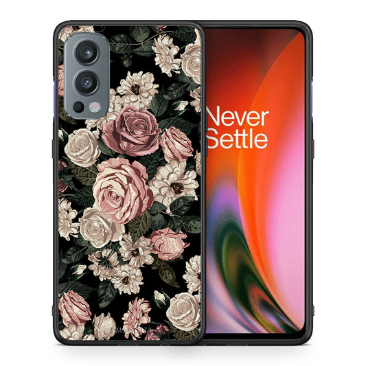 Θήκη OnePlus Nord 2 5G Wild Roses Flower από τη Smartfits με σχέδιο στο πίσω μέρος και μαύρο περίβλημα | OnePlus Nord 2 5G Wild Roses Flower case with colorful back and black bezels