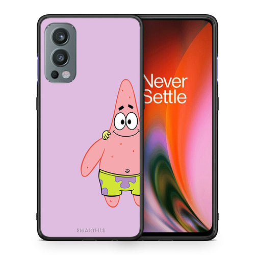 Θήκη OnePlus Nord 2 5G Friends Patrick από τη Smartfits με σχέδιο στο πίσω μέρος και μαύρο περίβλημα | OnePlus Nord 2 5G Friends Patrick case with colorful back and black bezels