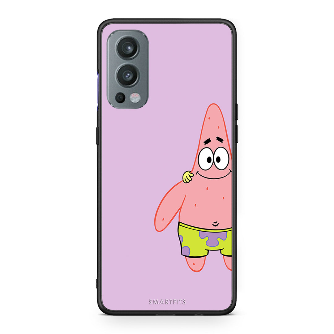 OnePlus Nord 2 5G Friends Patrick θήκη από τη Smartfits με σχέδιο στο πίσω μέρος και μαύρο περίβλημα | Smartphone case with colorful back and black bezels by Smartfits