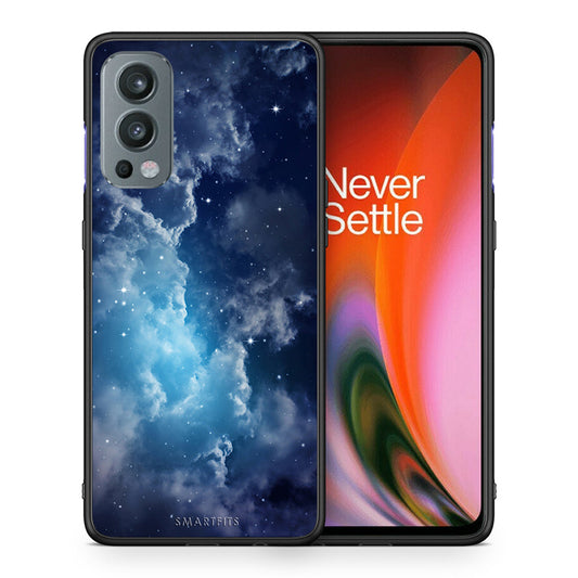 Θήκη OnePlus Nord 2 5G Blue Sky Galaxy από τη Smartfits με σχέδιο στο πίσω μέρος και μαύρο περίβλημα | OnePlus Nord 2 5G Blue Sky Galaxy case with colorful back and black bezels