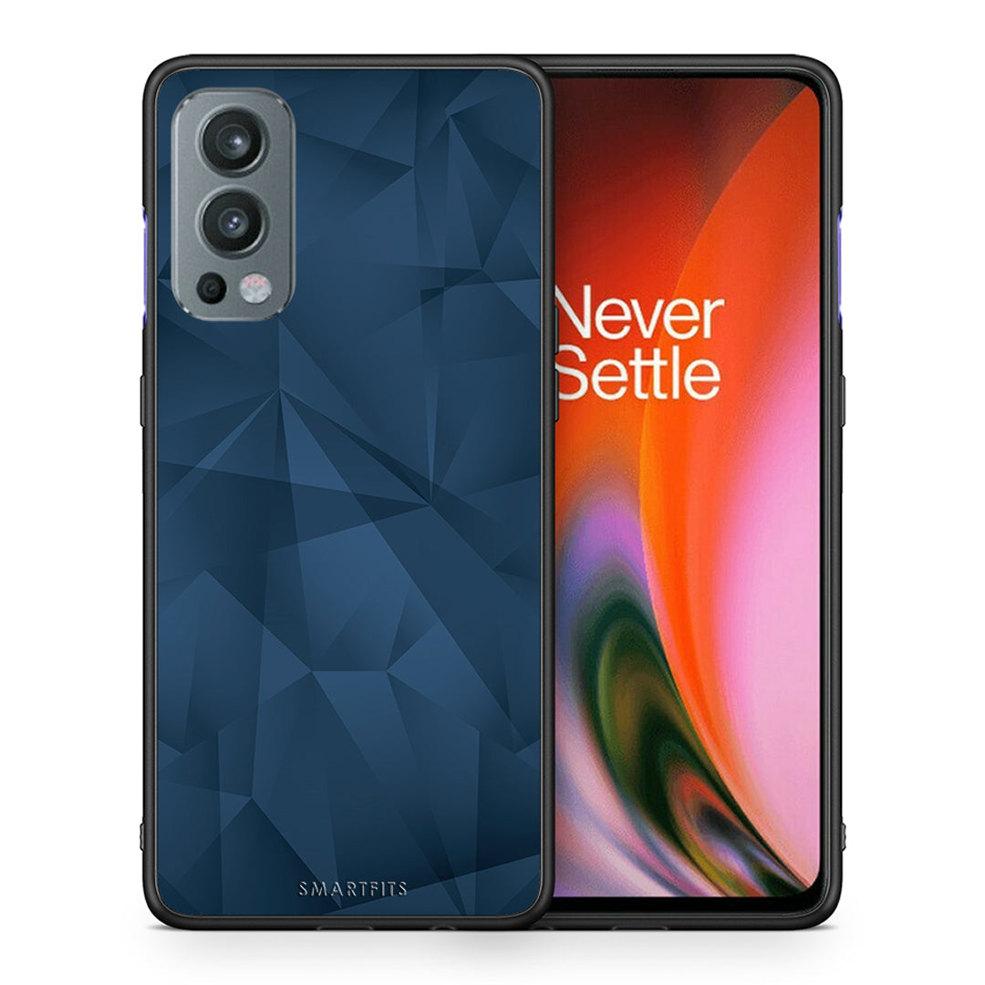 Θήκη OnePlus Nord 2 5G Blue Abstract Geometric από τη Smartfits με σχέδιο στο πίσω μέρος και μαύρο περίβλημα | OnePlus Nord 2 5G Blue Abstract Geometric case with colorful back and black bezels