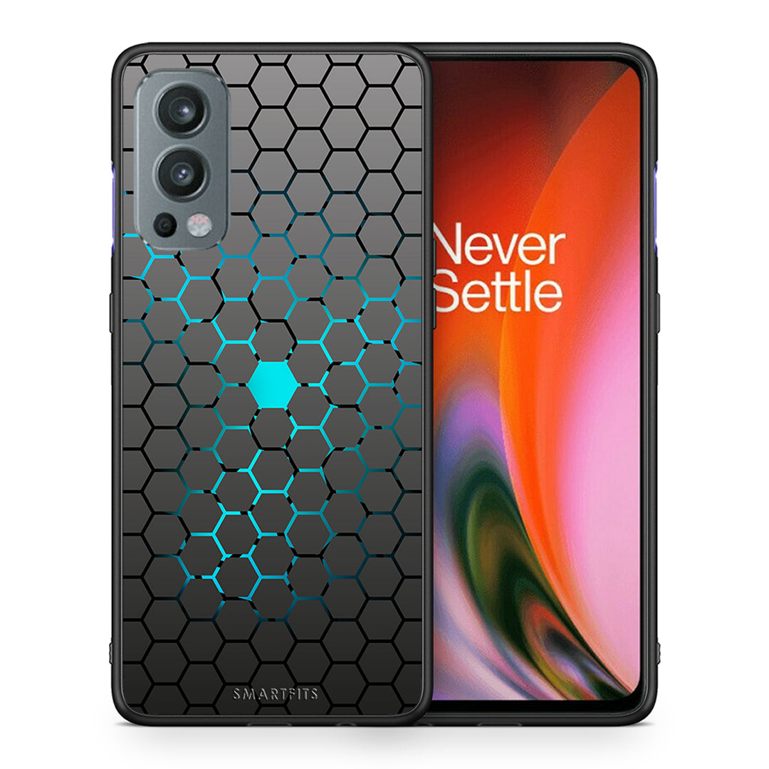 Θήκη OnePlus Nord 2 5G Hexagonal Geometric από τη Smartfits με σχέδιο στο πίσω μέρος και μαύρο περίβλημα | OnePlus Nord 2 5G Hexagonal Geometric case with colorful back and black bezels