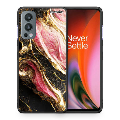 Θήκη OnePlus Nord 2 5G Glamorous Pink Marble από τη Smartfits με σχέδιο στο πίσω μέρος και μαύρο περίβλημα | OnePlus Nord 2 5G Glamorous Pink Marble case with colorful back and black bezels