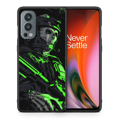 Θήκη Αγίου Βαλεντίνου OnePlus Nord 2 5G Green Soldier από τη Smartfits με σχέδιο στο πίσω μέρος και μαύρο περίβλημα | OnePlus Nord 2 5G Green Soldier case with colorful back and black bezels