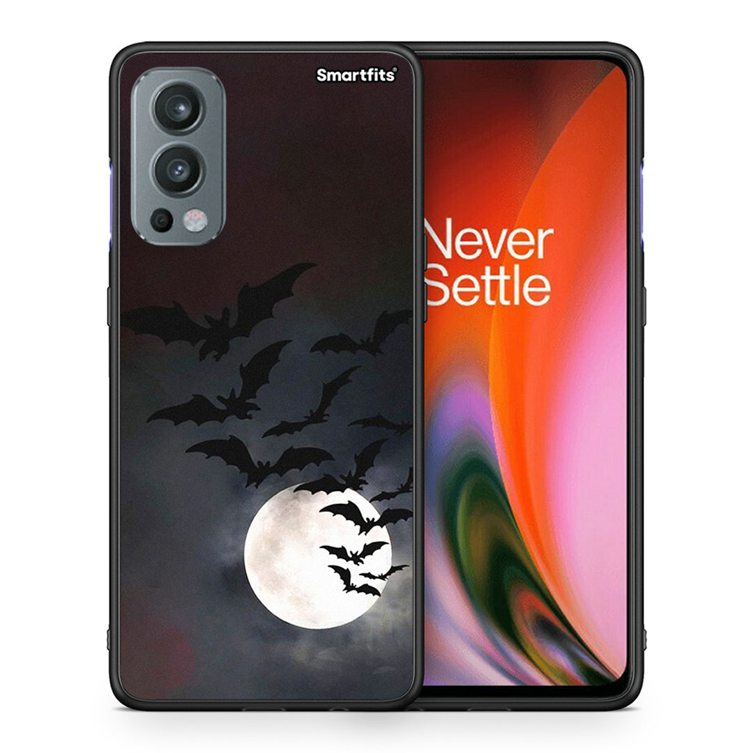 Θήκη OnePlus Nord 2 5G Halloween Bat Night από τη Smartfits με σχέδιο στο πίσω μέρος και μαύρο περίβλημα | OnePlus Nord 2 5G Halloween Bat Night case with colorful back and black bezels
