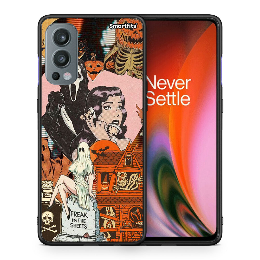Θήκη OnePlus Nord 2 5G Halloween Collage από τη Smartfits με σχέδιο στο πίσω μέρος και μαύρο περίβλημα | OnePlus Nord 2 5G Halloween Collage case with colorful back and black bezels
