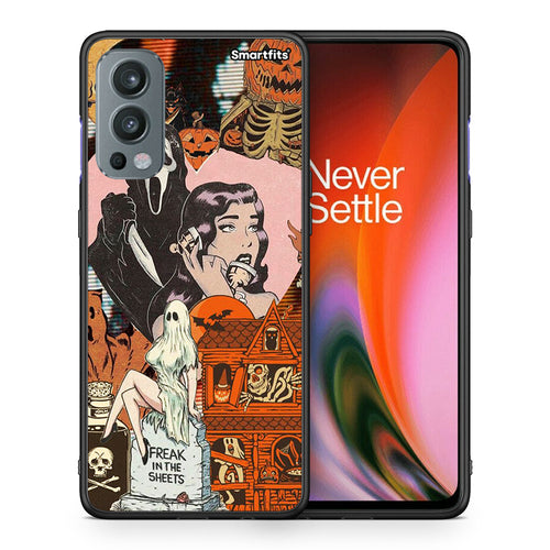 Θήκη OnePlus Nord 2 5G Halloween Collage από τη Smartfits με σχέδιο στο πίσω μέρος και μαύρο περίβλημα | OnePlus Nord 2 5G Halloween Collage case with colorful back and black bezels