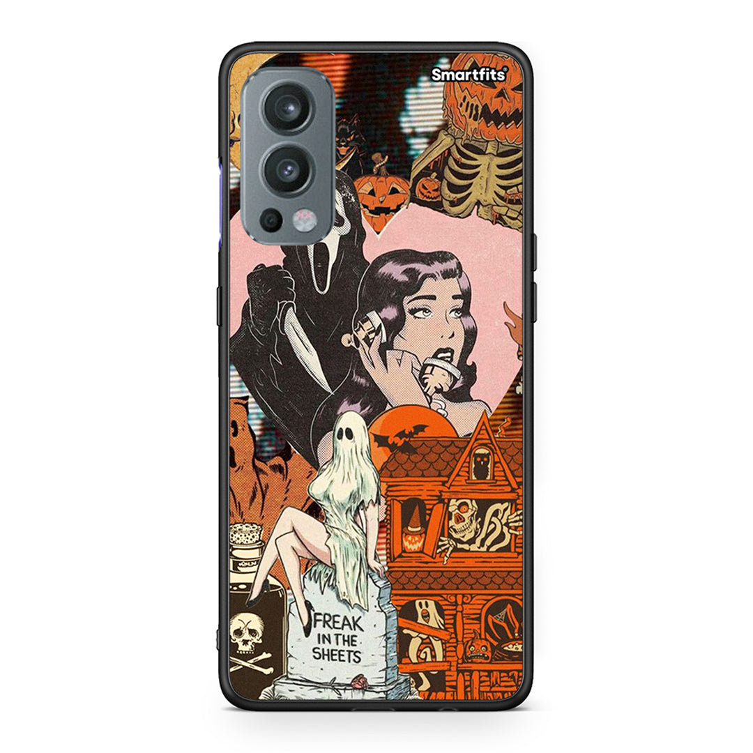 OnePlus Nord 2 5G Halloween Collage Θήκη από τη Smartfits με σχέδιο στο πίσω μέρος και μαύρο περίβλημα | Smartphone case with colorful back and black bezels by Smartfits