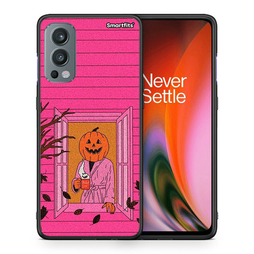 Θήκη OnePlus Nord 2 5G Halloween Pumpkin Lady από τη Smartfits με σχέδιο στο πίσω μέρος και μαύρο περίβλημα | OnePlus Nord 2 5G Halloween Pumpkin Lady case with colorful back and black bezels