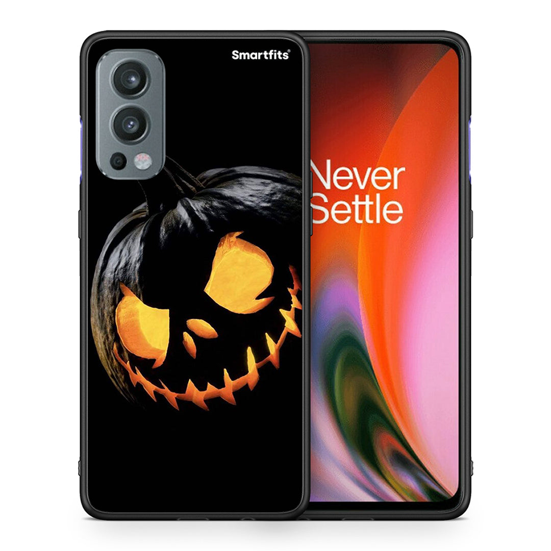 Θήκη OnePlus Nord 2 5G Halloween Scary Pumpkin από τη Smartfits με σχέδιο στο πίσω μέρος και μαύρο περίβλημα | OnePlus Nord 2 5G Halloween Scary Pumpkin case with colorful back and black bezels