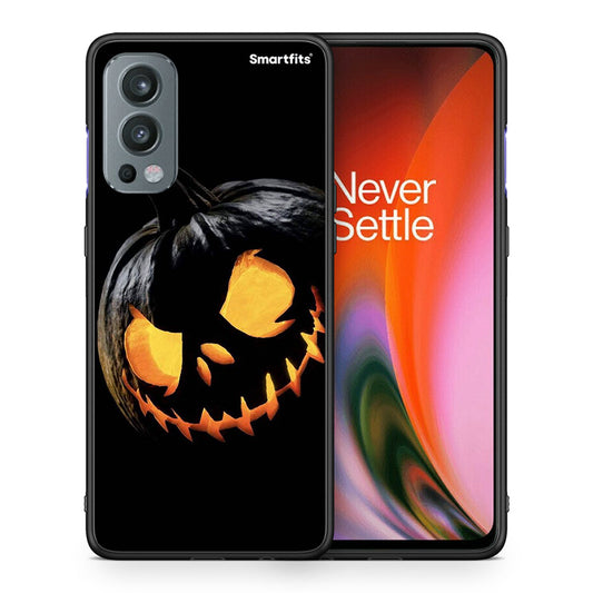 Θήκη OnePlus Nord 2 5G Halloween Scary Pumpkin από τη Smartfits με σχέδιο στο πίσω μέρος και μαύρο περίβλημα | OnePlus Nord 2 5G Halloween Scary Pumpkin case with colorful back and black bezels
