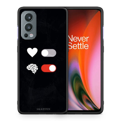 Θήκη Αγίου Βαλεντίνου OnePlus Nord 2 5G Heart Vs Brain από τη Smartfits με σχέδιο στο πίσω μέρος και μαύρο περίβλημα | OnePlus Nord 2 5G Heart Vs Brain case with colorful back and black bezels