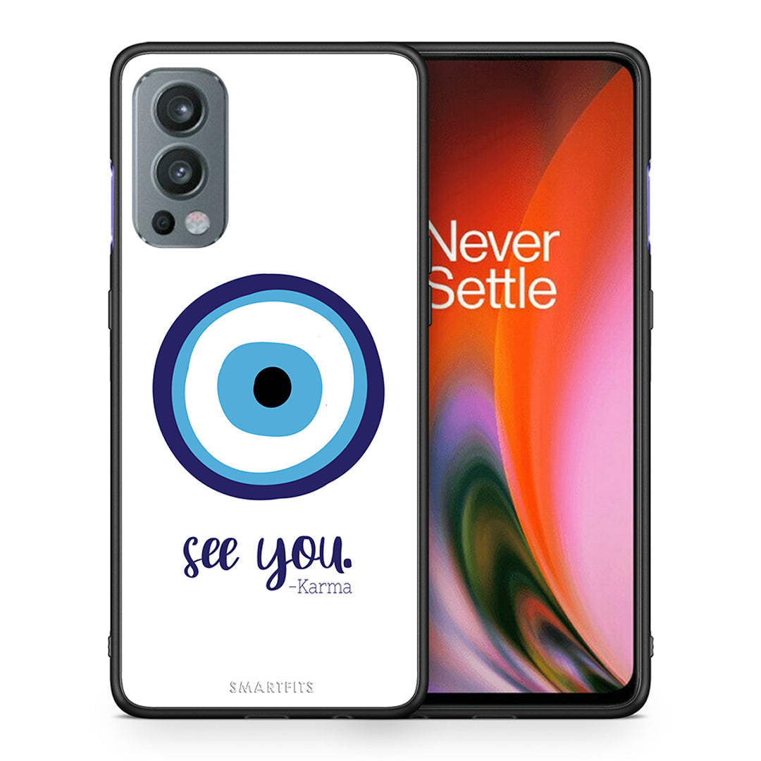 Θήκη OnePlus Nord 2 5G Karma Says από τη Smartfits με σχέδιο στο πίσω μέρος και μαύρο περίβλημα | OnePlus Nord 2 5G Karma Says case with colorful back and black bezels