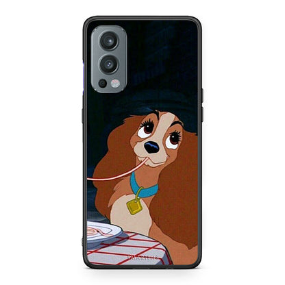 OnePlus Nord 2 5G Lady And Tramp 2 Θήκη Αγίου Βαλεντίνου από τη Smartfits με σχέδιο στο πίσω μέρος και μαύρο περίβλημα | Smartphone case with colorful back and black bezels by Smartfits
