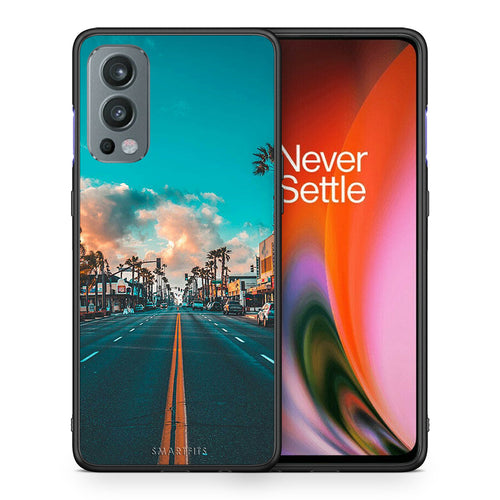 Θήκη OnePlus Nord 2 5G City Landscape από τη Smartfits με σχέδιο στο πίσω μέρος και μαύρο περίβλημα | OnePlus Nord 2 5G City Landscape case with colorful back and black bezels