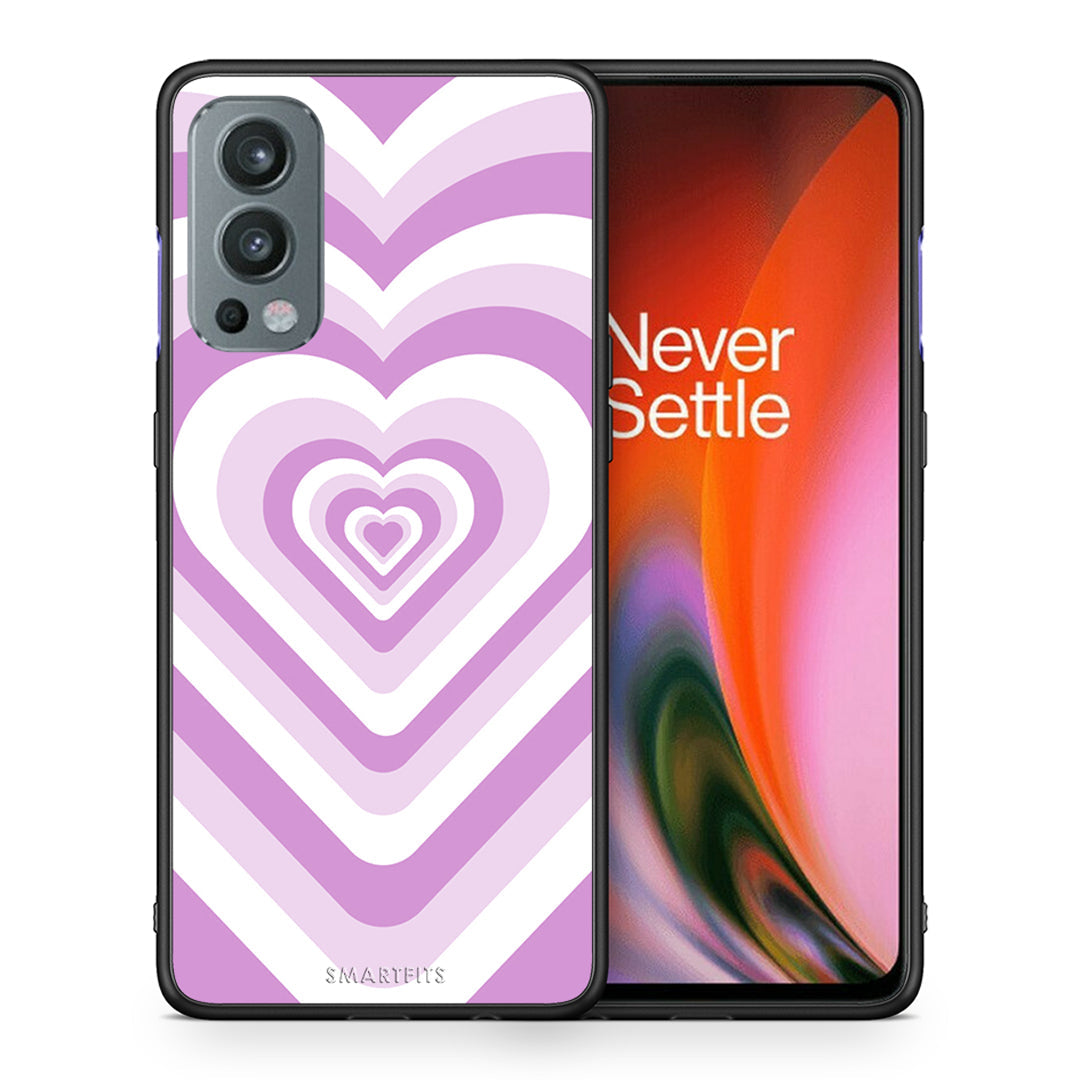 Θήκη OnePlus Nord 2 5G Lilac Hearts από τη Smartfits με σχέδιο στο πίσω μέρος και μαύρο περίβλημα | OnePlus Nord 2 5G Lilac Hearts case with colorful back and black bezels