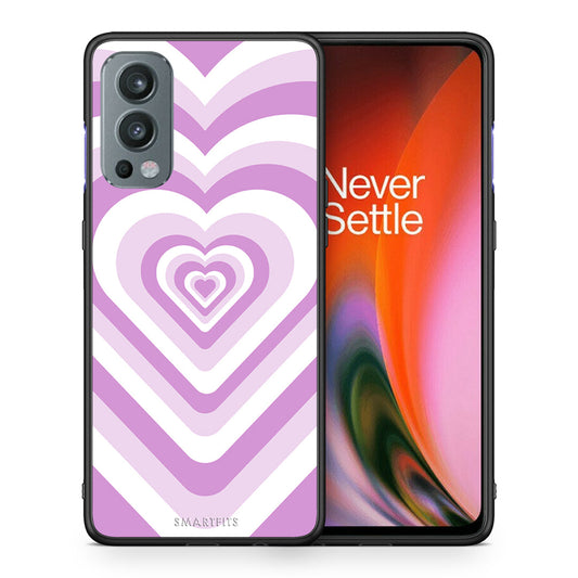 Θήκη OnePlus Nord 2 5G Lilac Hearts από τη Smartfits με σχέδιο στο πίσω μέρος και μαύρο περίβλημα | OnePlus Nord 2 5G Lilac Hearts case with colorful back and black bezels